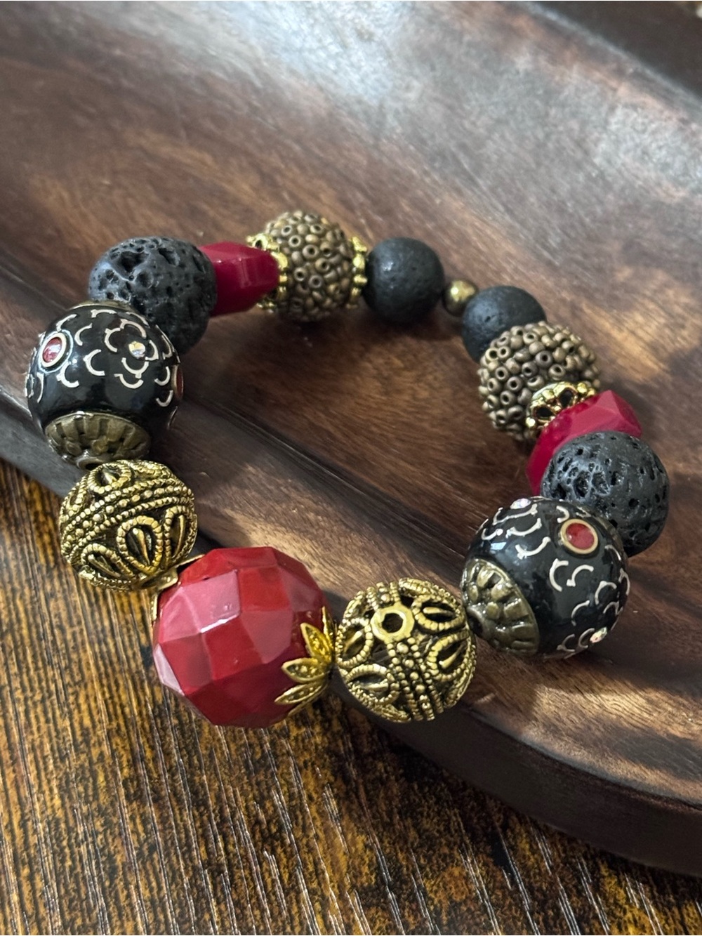 Lava & Red Chunky Bracelet " Volcanic Dusk & Garnet soul"